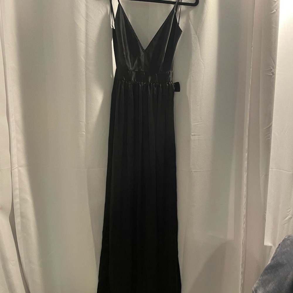 ONE by Contrarian Black Spaghetti Strap Backless Gown